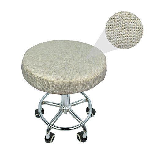 Levoberg Hocker Bezug Stretch, Hockerbezug rund Stretch aus Leinen rund Bar Bezug Sitz Kissen Durchmesser 40cm von Levoberg