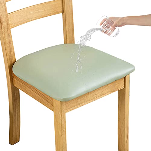 Levoberg Sitzbezüge für Esszimmerstühle 6er Set, PU Leder Stuhlbezug Sitzfläche Stuhlhussen wasserdichte Stuhlsitzbezüge Stuhlhussen Schonbezug Grün von Levoberg