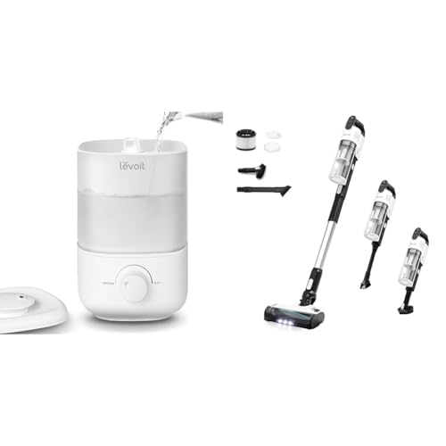 LEVOIT 2,5L Mini Luftbefeuchter bis 25H für Schlafzimmer Kinderzimmer, 26dB leise Top-Fill Humidifier + LEVOIT Akku Staubsauger mit Tierhaardüse, Anti-Haar-Verwicklung, max 50min Laufzeit von Levoit