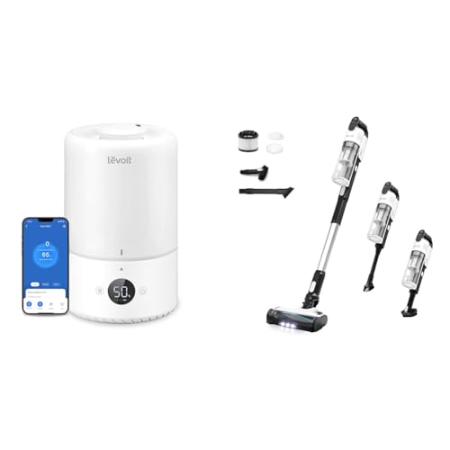 LEVOIT Dual 200S Smart 3L Luftbefeuchter für Schlafzimmer und Pflanzen + LEVOIT Akku Staubsauger mit Tierhaardüse, Anti-Haar-Verwicklung, max 50min Laufzeit von Levoit