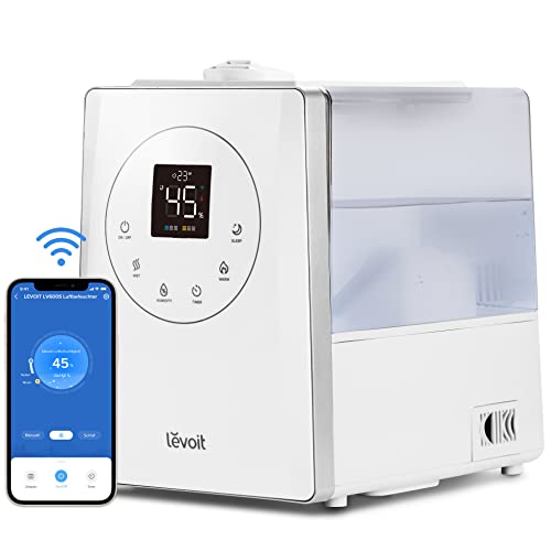 LEVOIT Luftbefeuchter, Smart 6L Top-Fill Warmer/Kalter Nebel mit Alexa/APP Steuerung, Schlafmodus, Timer 1-12Std. , Humidifier mit Aromatherapie für Schlafzimmer, Kinderzimmer, Pflanzen bis 40–70 m² von Levoit