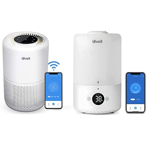 LEVOIT Luftreiniger Allergiker mit H13 HEPA Luftfilter gegen 99,97% von Schimmel Staub Pollen und LEVOIT 3L Top Fill Luftbefeuchter, Smart Cool Mist Humidifier mit APP & Alexa Steuerung von Levoit