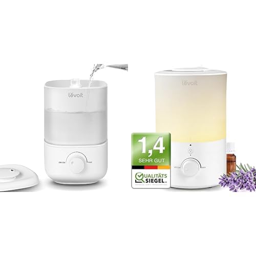 Levoit 2,5L Mini Luftbefeuchter bis 25H für Schlafzimmer Kinderzimmer + Levoit Top-Fill Luftbefeuchter 3L mit Nachtlicht, 360°Drehbare Düse von Levoit