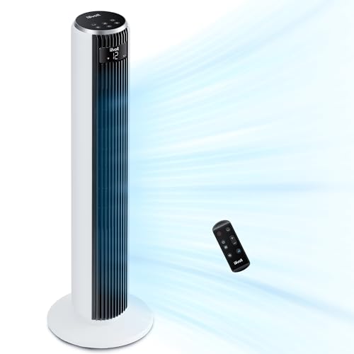 Levoit 20 dB sehr leiser Turmventilator mit Fernbedienung, 7,9 m/s Ventilator mit Kühlung, 90° oszillierendes Tower Fan mit Schlafmodus, 26W 4 Modi 5 Geschwindigkeiten, 12Std Timer, LED-Anzeige, Weiß von Levoit