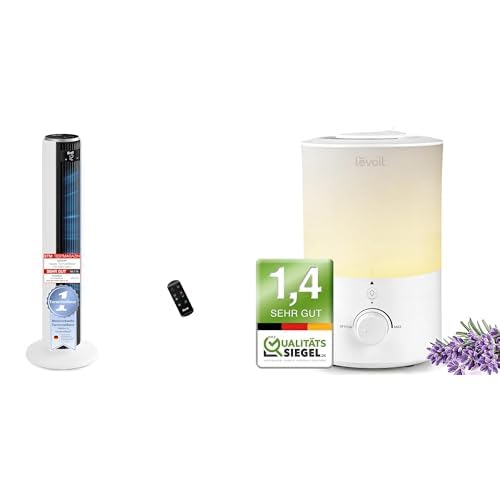Levoit 20dB sehr leiser Turmventilator, 26W Ventilator mit DC Motor+Dual 150-3L Luftbefeuchter mit Nachtlicht Levoit 20dB sehr leiser Turmventilator, 26W Ventilator mit DC Motor+Dual 150-3L Luftbefeuchter mit Nachtlicht von Levoit
