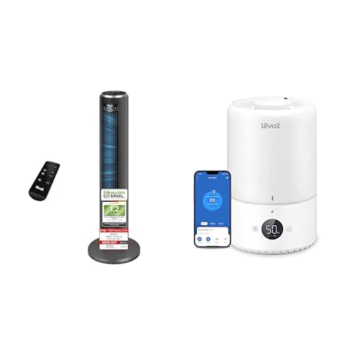 Levoit 23dB Leiser Turmventilator, Ventilator mit Kühlung+Dual 200S - 3L Smart Luftbefeuchter2,5L Mini Luftbefeuchter2,5L Mini Luftbefeuchter von Levoit