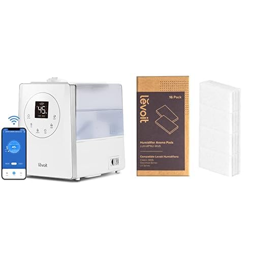 Levoit Luftbefeuchter Smart 6L Top-Fill Warmer/Kalter Nebel mit Alexa/APP Steuerung + Levoit LUH-AP162-WEU Aroma-Pads, Nylon für Luftbefeuchter Classic 300S, OasisMist 450S & LV 600S von Levoit