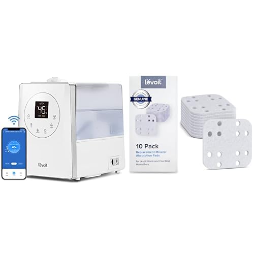 Levoit Luftbefeuchter Smart 6L Top-Fill Warmer/Kalter Nebel mit Alexa/APP Steuerung + Levoit LUH-MAP-WEU 10 Pack Entkalker Pads für Luftbefeuchter OasisMist 450S & LV 600S von Levoit