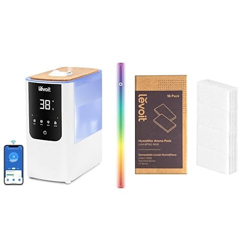 Levoit Smart Luftbefeuchter, Warm-/Kalter Nebel max 550 ml/h + Levoit LUH-AP162-WEU Aroma-Pads, Nylon für Luftbefeuchter Classic 300S, OasisMist 450S & LV 600S von Levoit