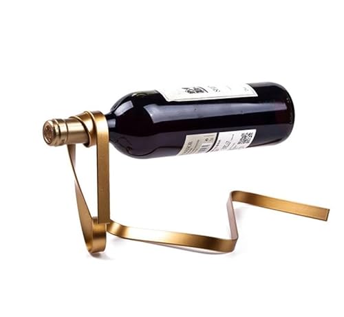 Lewey Weinregal aus Metallband – schwebender Weinhalter, modernes Wohndekor-Geschenk (Color : Golden) von Lewey