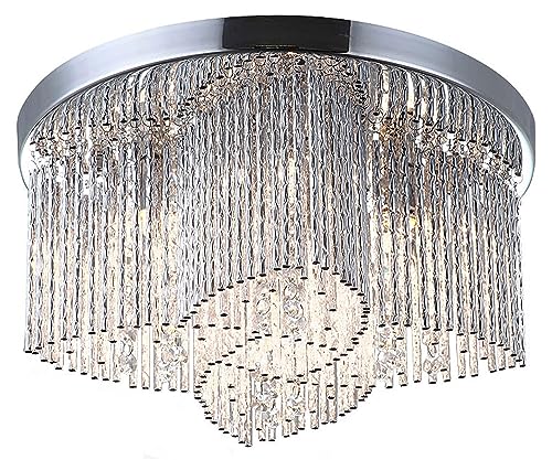 LED Deckenlampe Kristall, Wohnzimmer Chrom Deckenleuchte Sansa, Ø35cm Lüster Decken Beleuchtung von Lewima
