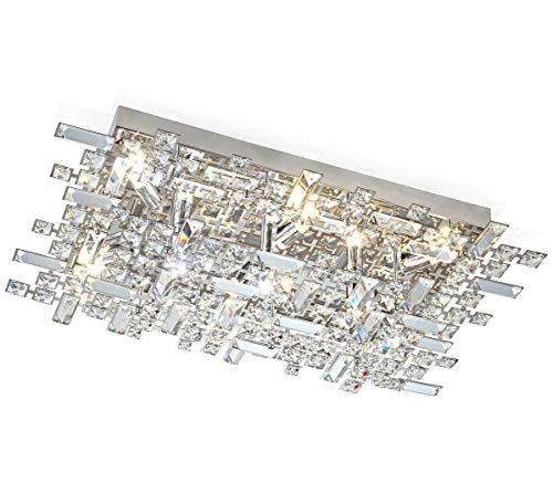 Led XL Glas Kristall Design Deckenleuchte, Deckenlampe Wohnzimmer,Wandleuchte Wandlampe, 62 x 40 cm inkl. 9x 3W G9 Led Leuchtmittel austauschbar von Lewima