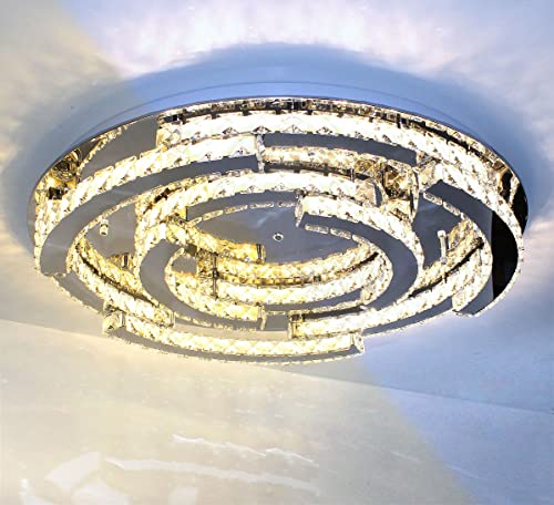 Lewima LED Deckenleuchte »Schost«, Glas Kristall Luxus XXXL Ø80cm groß Silber Deckenlampe 55W Dimmbar, Modern Design, Warmweiß/Kaltweiß einstellbar, Fernbedienung Speicherfunktion von Lewima