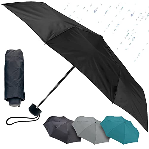 Lewis N. Clark Tragbarer Mini-Reise-Regenschirm, wind- und wasserabweisender Stoff, 1 Jahr Garantie, Schwarz von Lewis N. Clark
