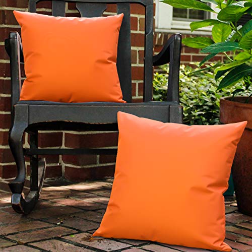 Lewondr Outdoor Kissenbezug, 2 Stück Wasserdicht Kissenhülle UV Schutz Zierkissenbezug Polyester Kopfkissenbezug mit PU Beschichtung für Sofa Couch Stuhl Garten Lounge Kissen Deko, Orange von Lewondr