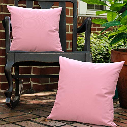 Lewondr Outdoor Kissenbezug, 2 Stück Wasserdicht Kissenhülle UV Schutz Zierkissenbezug Polyester Kopfkissenbezug mit PU Beschichtung für Sofa Couch Stuhl Garten Lounge Kissen Deko, Rosa von Lewondr