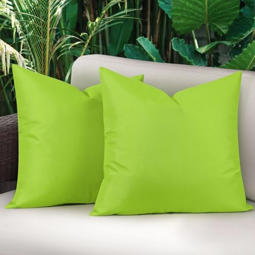 Lewondr wasserdichte Outdoor Kissenbezug, 2 Stück 50x50cm Solide PU-Beschichtung UV-Schutz Garten Kissenbezug für Patio Sofa Couch Balkon, Fluoreszierend Grün von Lewondr