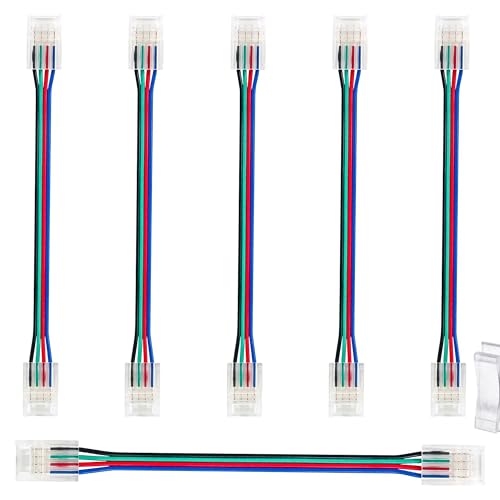 10MM Led Strip Verbinder 4 Polig Rgb Streifen Steckverbinder Transparent Connector 150 mm Lang, Verlängerungskabel(6pcs) von Lewttyer