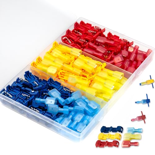 120 Pcs T-Tap Stromdiebe Abzweigverbinder Kfz Set,Elektrische T-Schnellverbinder Vollisoliert Flachsteckhlse Flachstecker Kit,fr Schnelle Verbindungskabel Kabel kabelverbinder 10-24 AWG Lewttyer von Lewttyer