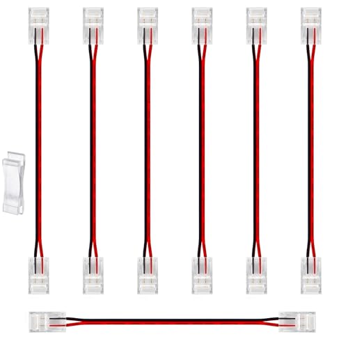 2Pin 10Mm Led Light Strip Verbinder 22Awg 150Mm/6In Cob Led Einfarbig Led Verlängerung Stecker Lötfrei Adapter Terminal Für Cob 12V/24V Lichtleisten (7 Stück von Lewttyer