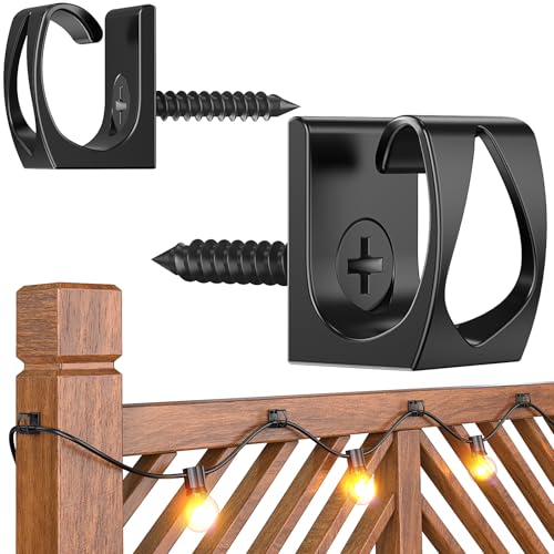 Lewufe Clips für Außenlichter, wetterfester Kabelaufhänger zum Aufhängen von Lichterketten, Urlaubsdekoration, Schwarz, 50 Stück von Lewufe
