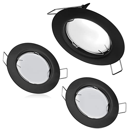 Lex Collective 3 x LED GU10 Modul Einbaustrahler Set 3W Einbauleuchte Deckenspot Rund Dimmbar 230V 55mm Bohrung Warmweiß (Schwarz) von Lex Collective