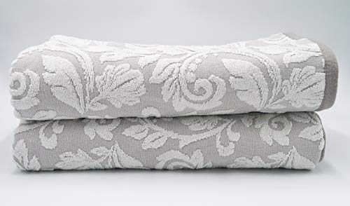 Lex's Linens Badetücher mit Jacquard-Blumenprägung, 2 Stück, rauchbeige von Lex's Linens