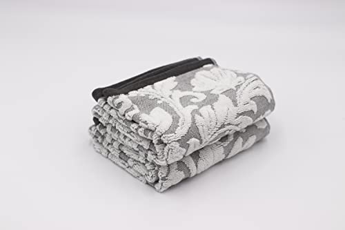 Lex's Linens 2 Stück Jacquard Gästehandtücher mit Blumenmuster, Grau von Lex's Linens