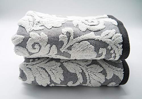 Lex's Linens 2er Pack Jacquard Floral Handtücher Grau 50x90 cm von Lex's Linens