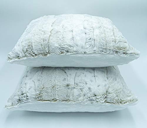Lex's Linens 2er Pack Opulence Premium Kunstfell Kissenbezug (Schneeleopard, 45x45cm) von Lex's Linens
