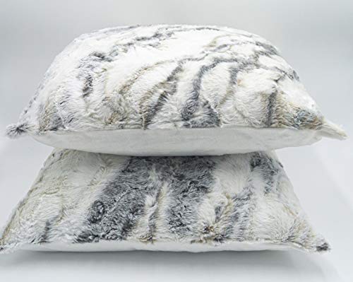 Lex's Linens 2er Pack Opulence Premium Kunstfell Kissenbezug (Marmor Wolf, 45x45cm) von Lex's Linens