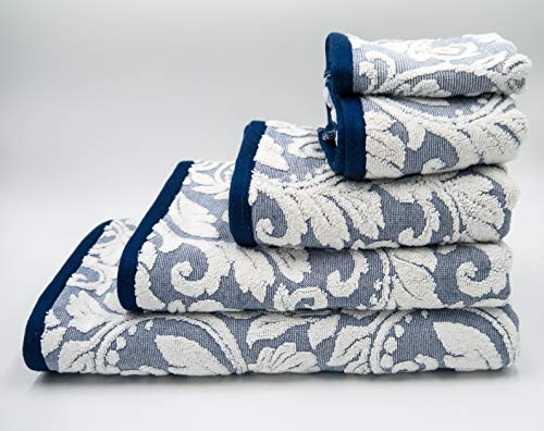 Lex's Linens Handtücher, Jacquard-Blumenmuster, geprägt, Marineblau, 2 Stück von Lex's Linens