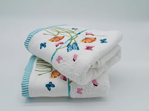 Lex's Linens Handtücher, bestickt mit Blumen und Schmetterlingen, 2 Stück von Lex's Linens