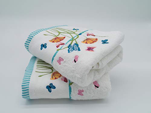 Lex's Linens Handtücher mit Blumenmuster und Schmetterlingen, bestickt, 2 Stück Lex's Linens Handtücher mit Blumenmuster und Schmetterlingen, bestickt, 2 Stück von Lex's Linens