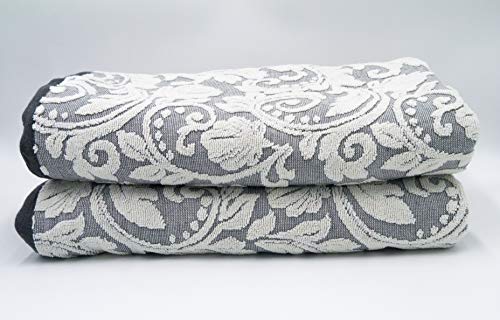 Lex's Linens Jacquard-Badetuch mit Blumenmuster, Grau von Lex's Linens