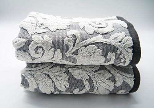 Lex's Linens 2 Stück Jacquard Floral Handtücher grau von Lex's Linens