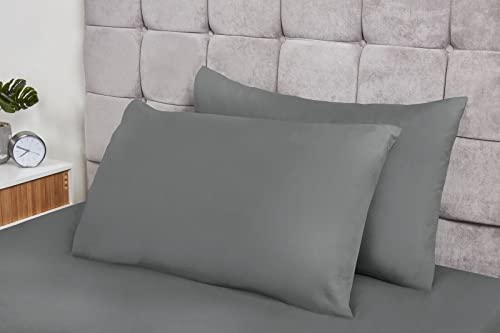 Percale Kissenhüllen, Paar, grau, 78 x 55 x 3 cm, 2 von Lex's Linens