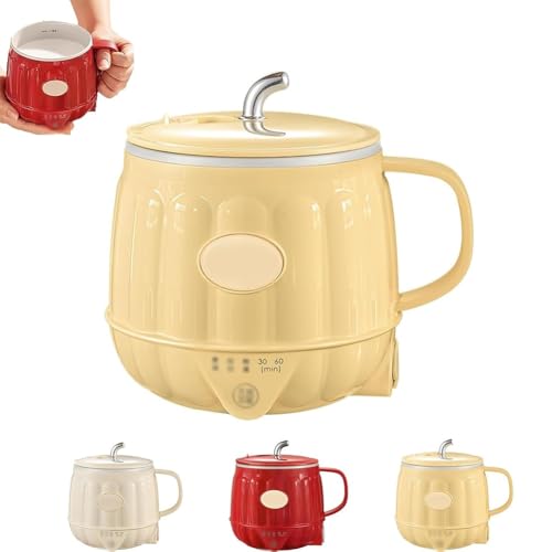 Multifunktionaler Elektrischer Milchwärmer, 3-in-1-Mini-Elektro-Wärmerbecher, 600 Ml Tragbare Heißmilch-Kaffeetassen, Automatischer Milchwärmer for Schnelle Mahlzeiten Und Getränke(Yellow) von LexTex