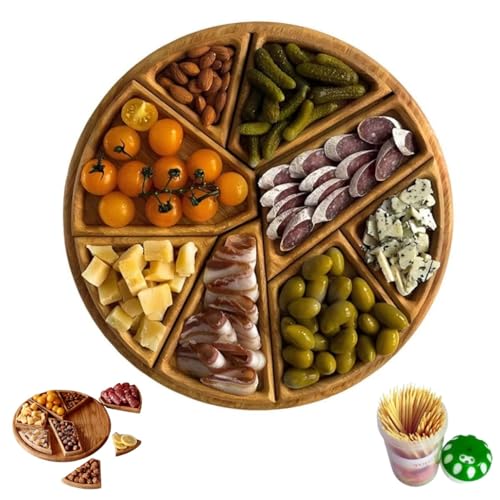 Puzzle-Serviertablett Aus Holz Für Lebensmittel Mit 8 Herausnehmbaren Fächern, Lustiges Unterteiltes Serviertablett Für Obst, Nüsse, Fleisch, Dips, Couchtischtabletts Für Wohnzimmer(1pc) von LexTex