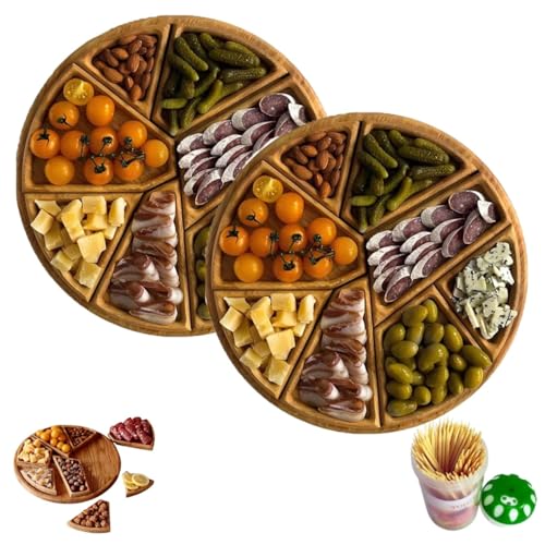 Puzzle-Serviertablett Aus Holz Für Lebensmittel Mit 8 Herausnehmbaren Fächern, Lustiges Unterteiltes Serviertablett Für Obst, Nüsse, Fleisch, Dips, Couchtischtabletts Für Wohnzimmer(2pcs) von LexTex