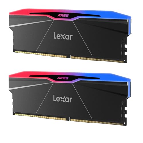 Lexar RGB DDR5 RAM 32GB Kit (2x16GB) 6400MHz CL30, 288-Pin UDIMM Desktop Desktop Speicher/PC Gaming Computerspeicher, Interne Arbeitsspeicher für Intel XMP 3.0/AMD EXPO/CL30-38-38-76/1,4V von Lexar