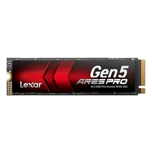 Lexar ARES PRO 1TB Gen5 NVMe M.2 SSD, PCIe 5.0 x4 Interne SSD, Bis zu 14.000 MB/s Lesen – für KI-Anwendungen, AAA-Gaming, Videoeditierung, Kompatibel mit PC, Laptops & PS5 von Lexar