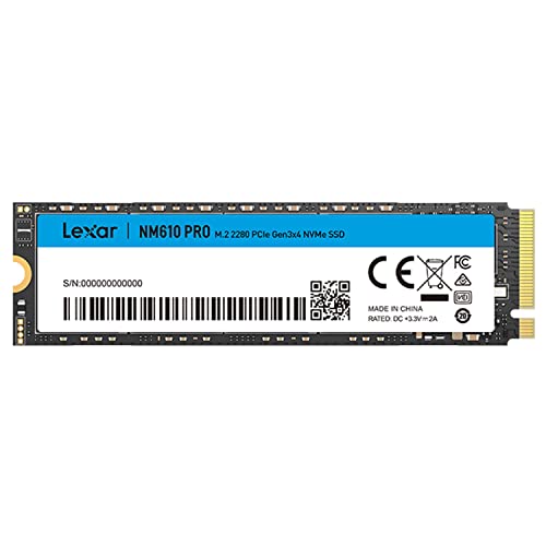 Lexar NM610PRO 2TB SSD, M.2 2280 PCIe Gen3x4 NVMe 1.4 Internal, Up to 3300 MB/s Read, 2600 Writes, Internes 3D NAND Flash Solid State Laufwerk für Laptop, Desktop Computer, PC von Lexar
