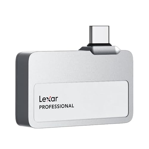 Lexar Professional Go Portable SSD 2TB, ultrakompakt, unterstützt Apple ProRes, bis zu 1050MB/s Lesen und 1000MB/s Schreiben, USB 3.2 Gen 2, IP65, für iPhone 15/16 Pro, Silber von Lexar