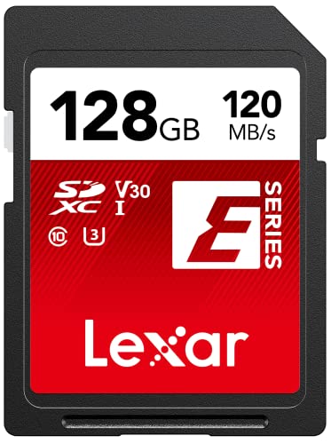 Lexar SD Karte 128 GB, SD Card 128GB SDXC UHS-I, bis zu 120 MB/s lesen, bis zu 45 MB/s Schreibgeschwindigkeit, U3, V30, C10, Full-HD und 4K UHD von Lexar