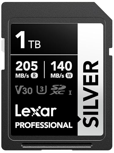 Lexar Silver SD Karte 1TB, UHS-I SDXC Card 205 MB/s Read Speed, 140 MB/s Write Speed, V30, U3, C10, 4K UHD Video, SD Card Memory Card with Lexar Lifetime Data Recovery Lexar Silver SD Karte 1TB, UHS-I SDXC Card 205 MB/s Read Speed, 140 MB/s Write Speed, V30, U3, C10, 4K UHD Video, SD Card Memory Card with Lexar Lifetime Data Recovery von Lexar