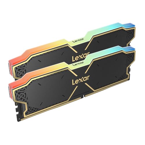Lexar THOR RGB DDR5 RAM 32GB Kit (2x16GB) 6000 MHz, DRAM 288-Pin UDIMM Desktop-Speicher, Hochleistungs Gaming Computerspeicher unterstützt Intel XMP 3.0/AMD Expo, On-die ECC, 1.35V(LD5U16G60C38BG-RGD) von Lexar