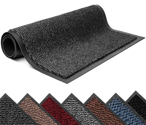 Lexell Fußmatte Strapazierfähig Groß Küchenteppich Wohnzimmer Zeichenzimmer rutschfeste Barrierematte Indoor Outdoor Flur Läufer Schmutzfang, Feuchtigkeitsabsorbierender Teppich (Grau, 60 x 80 cm) von Lexell
