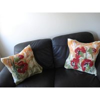Luxus Weicher Wolle Gefilzt Fleece Mohn Blumen Set Kissen Decken Pillowcase19 "x 19" Neu von LexiesStoreGoods