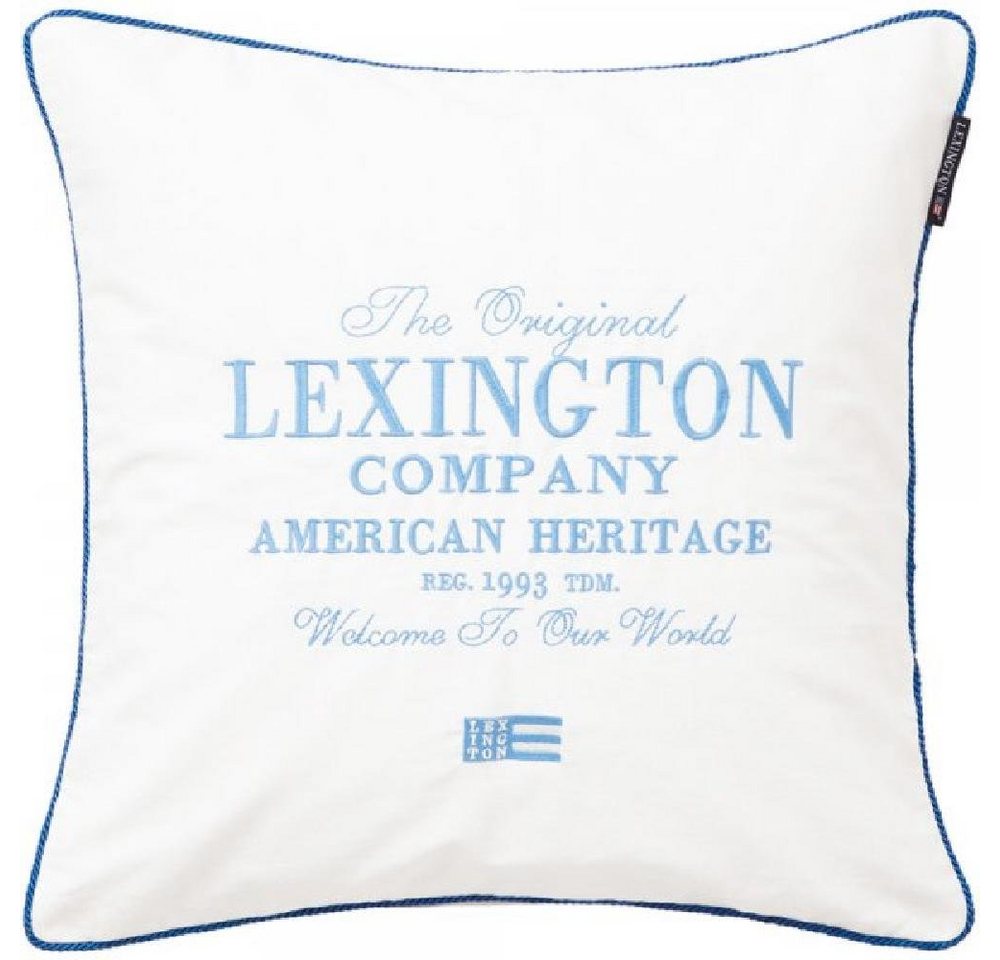 Kissenhülle LEXINGTON Kissenhülle The Logo Organic Cotton Twill Blue-White (50x50c, Lexington von Lexington